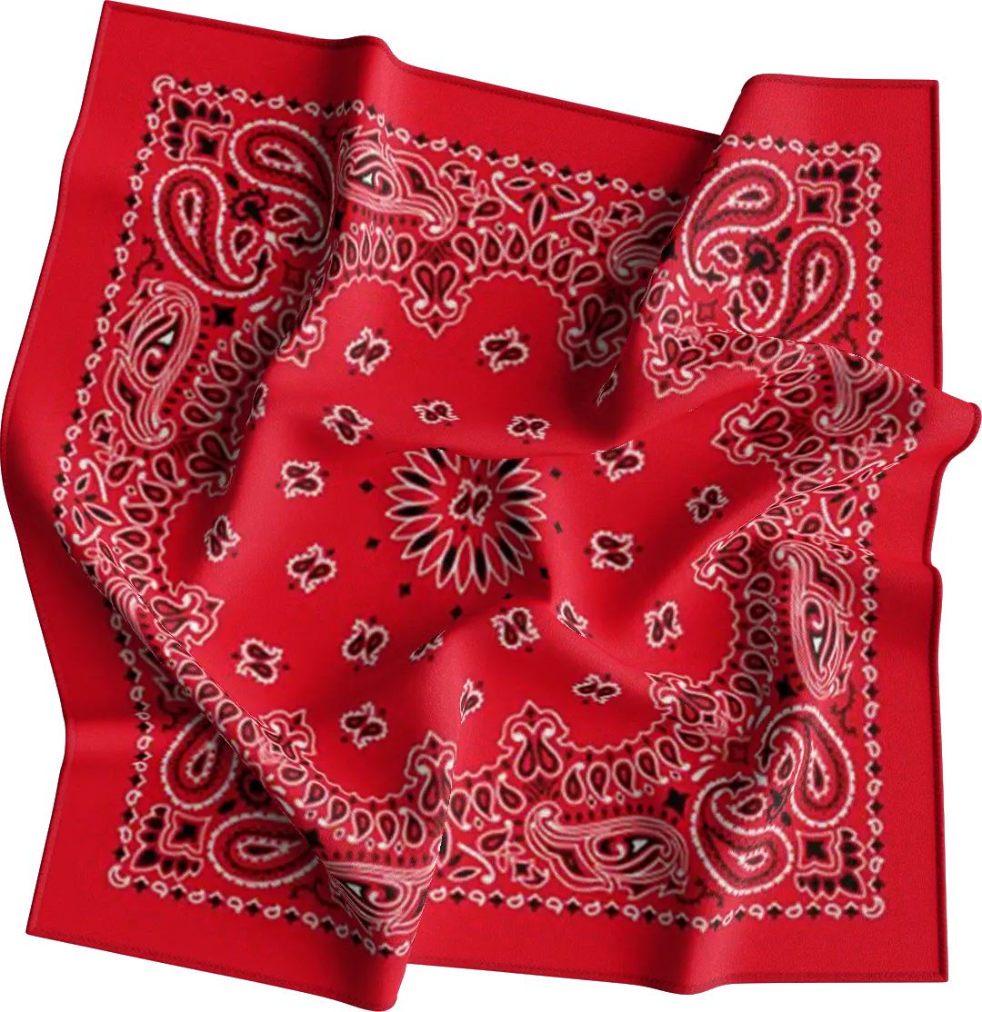 1pc 100% Cotton Red Western Paisley Bandanas - Single 1pc - 22x22 Inches