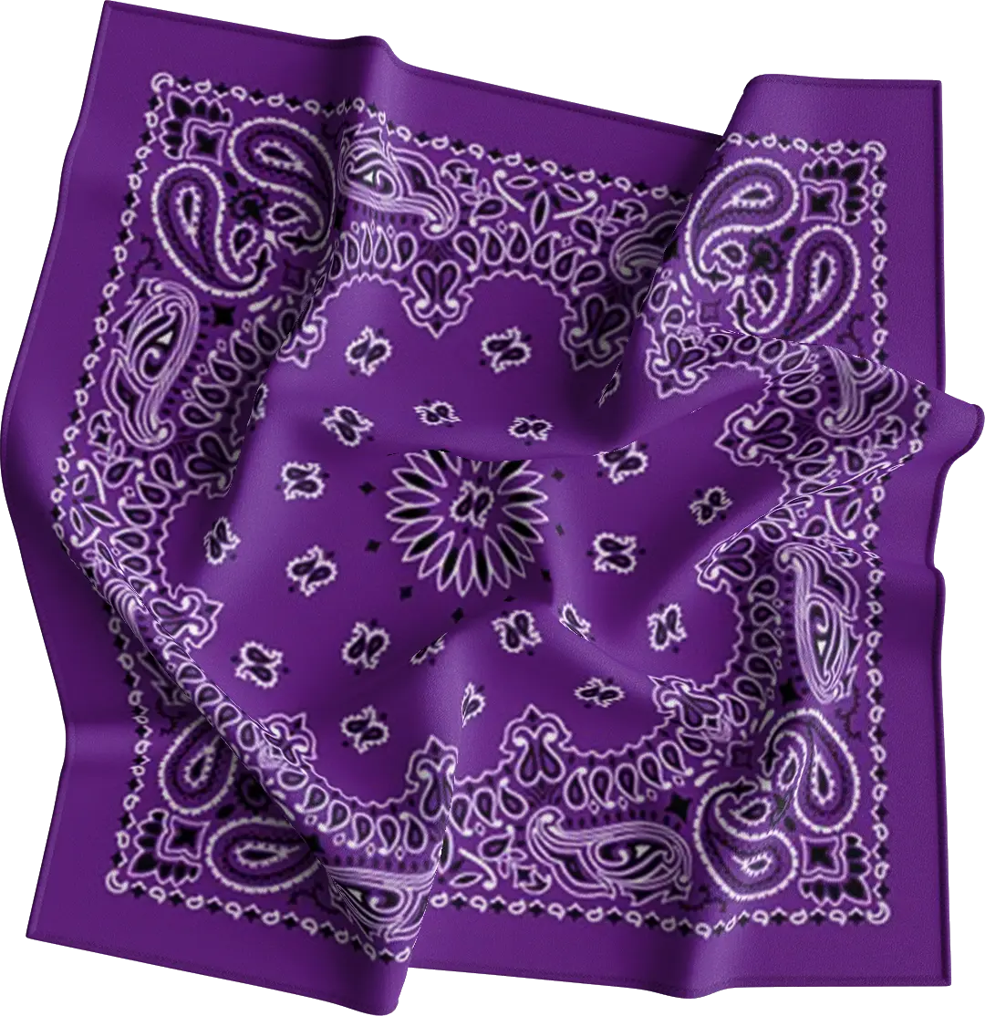 100% Cotton Purple Western Paisley bandanas - Single Piece - 22x22 Inches