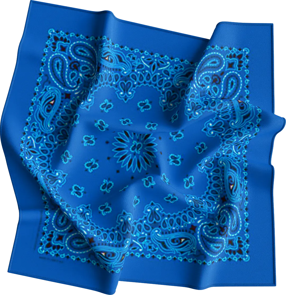 100% Cotton Blue Western Paisley bandanas - Dozen Packed - 22x22 Inches