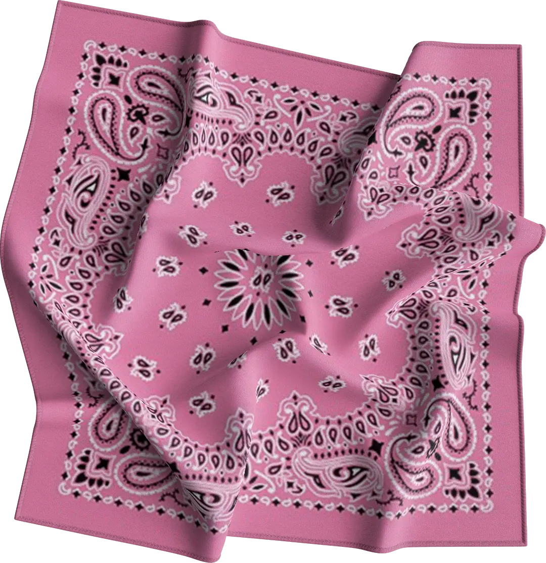 12pcs 100% Cotton Light Pink Western Paisley Bandanas - Dozen Packed - 22x22 Inches