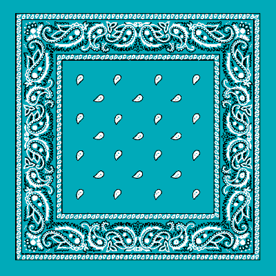 12pcs Turquoise Paisley Handkerchiefs - Dozen Packed 22x22