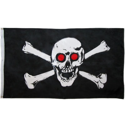 144 Red Skull Flag - 3ft x 5ft Polyester - Case - 12 Dozen - Imported