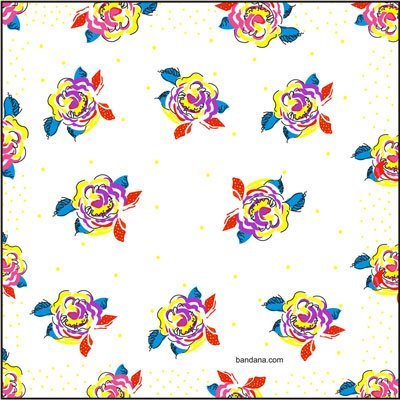 1pc Ladies Floral Handkerchief - C - Yellow Blue Purple - Single 1pc - 12 x 12