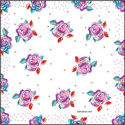 1pc Ladies Floral Handkerchief - D - Purple Pink Turqouise - Single 1pc - 12 x 12
