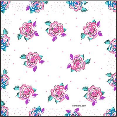 1pc Ladies Floral Handkerchief - F - Pink Purple Turqouise - Single 1pc - 12 x 12