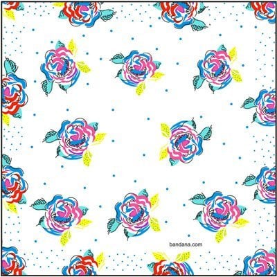 1pc Ladies Floral Handkerchief - G - Blue Pink - Single 1pc - 12 x 12