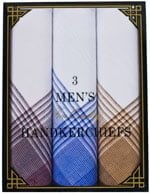 1pc Mens Handkerchief Gift Box 3-Assorted Classic Plaid Colors - 15x15 -3 Pack - Imported