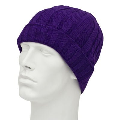 12pcs Womens Purple Cable Knit Hats - Cuffed - Acrylic - Dozen Packed - Imported