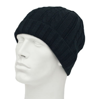 Womens Dark Grey Cable Knit Hats - Cuffed - Acrylic - Case - 144 pcs - Imported