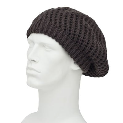 1pc Womens Olive Knit Beret - Ribbed Trim - Acrylic - Single 1pc - Imported