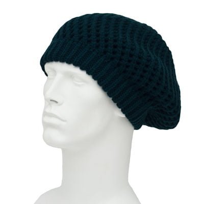 1pc Womens Hunter Green Knit Beret - Ribbed Trim - Acrylic - Single 1pc - Imported