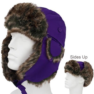 12pcs Womens Fuchsia Trapper Hats - Faux Fur - Heavy Duty Nylon - Waterproof - Dozen Packed - Imported
