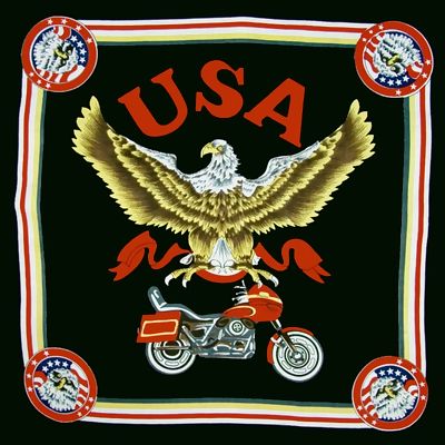1pc USA Motorcycle Bandana - 22x22 - 100% Cotton