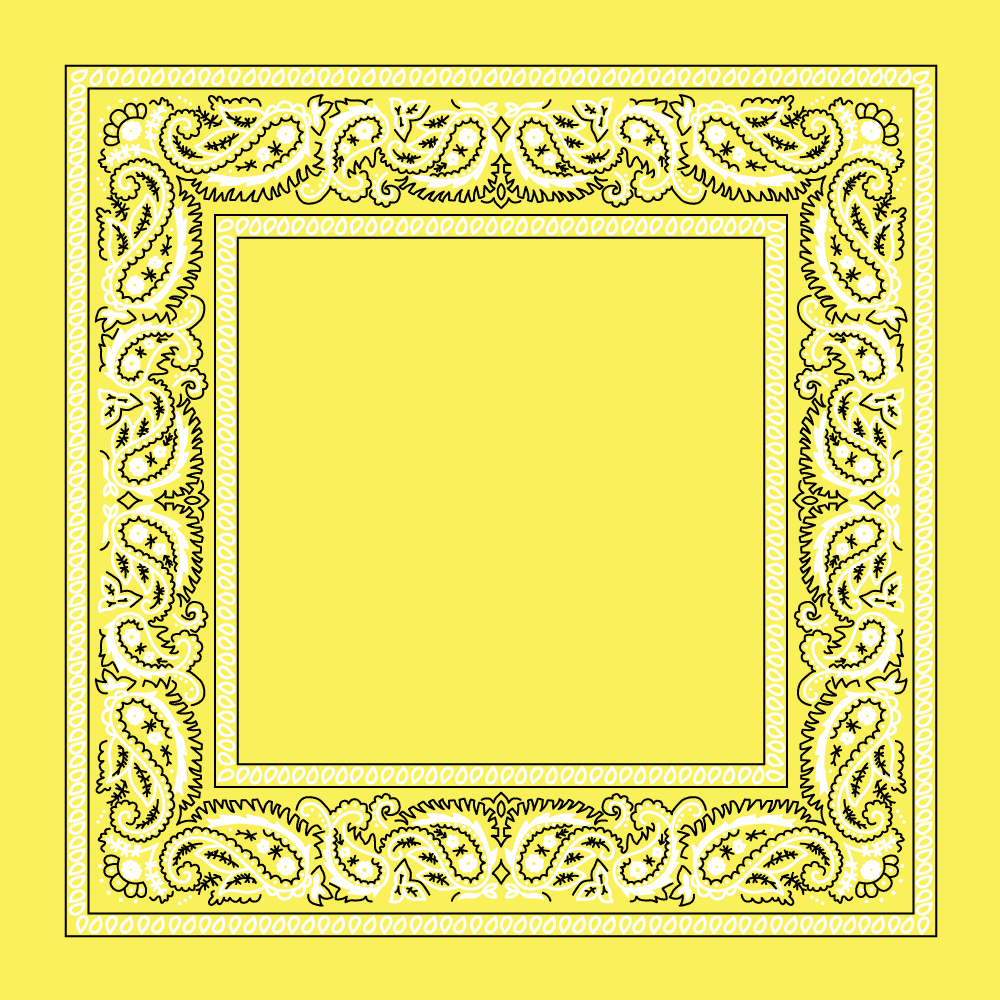 1pc 100% Cotton Light Yellow Open Center Paisley Bandanas - Single 1pc - 22x22 Inches