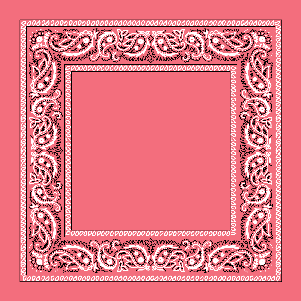 1pc 100% Cotton Pink Open Center Paisley Bandanas - Single 1pc - 22x22 Inches