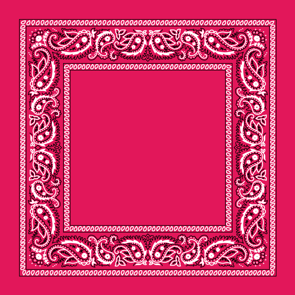 1pc 100% Cotton Hot Pink Open Center Paisley Bandanas - Single 1pc - 22x22 Inches