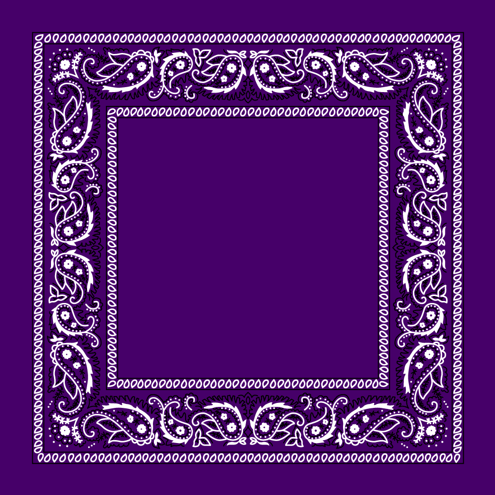 12pcs 100% Cotton Purple Open Center Paisley Bandanas - Dozen Packed - 22x22 Inches