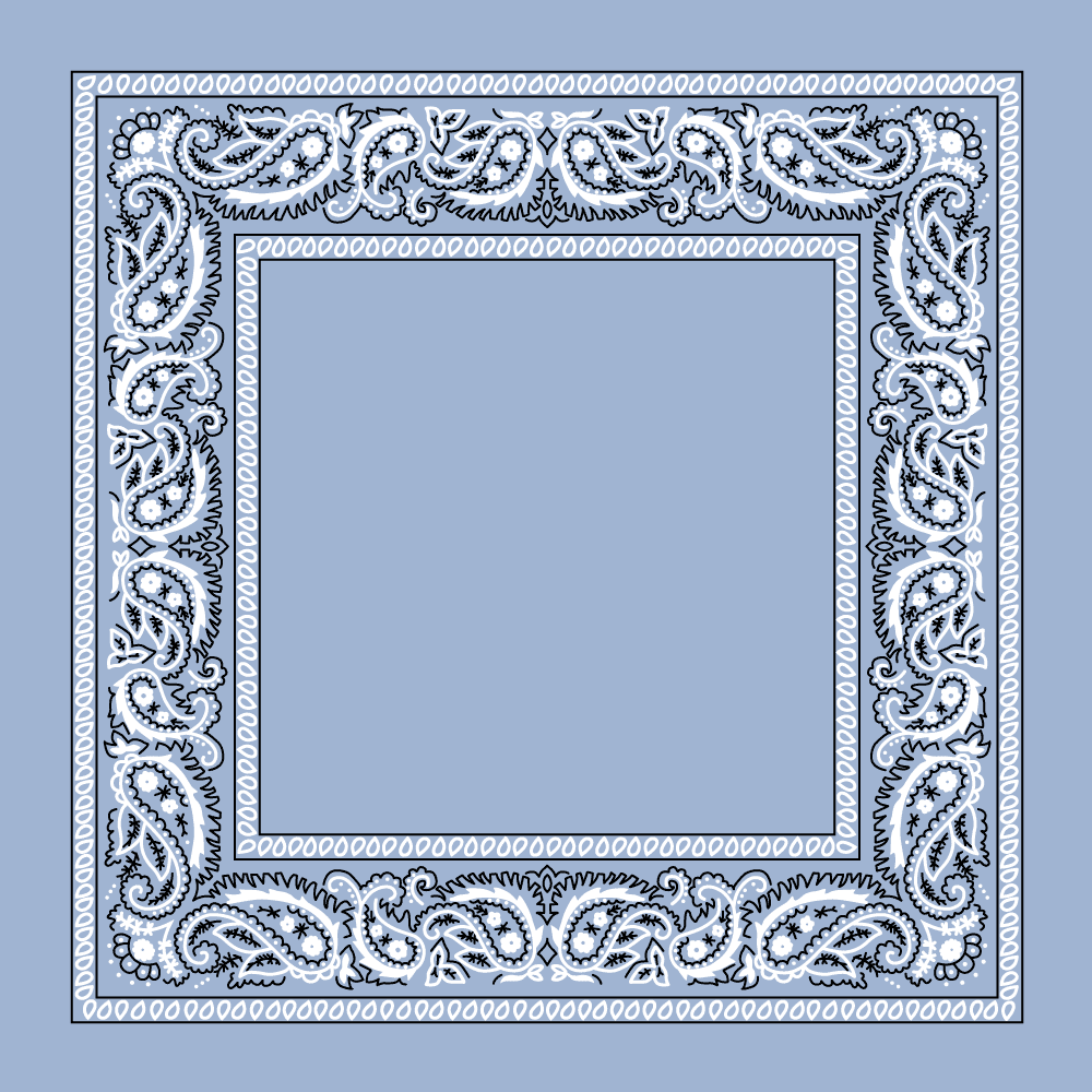 1pc 100% Cotton Light Blue Open Center Paisley Bandanas - Single 1pc - 22x22 Inches