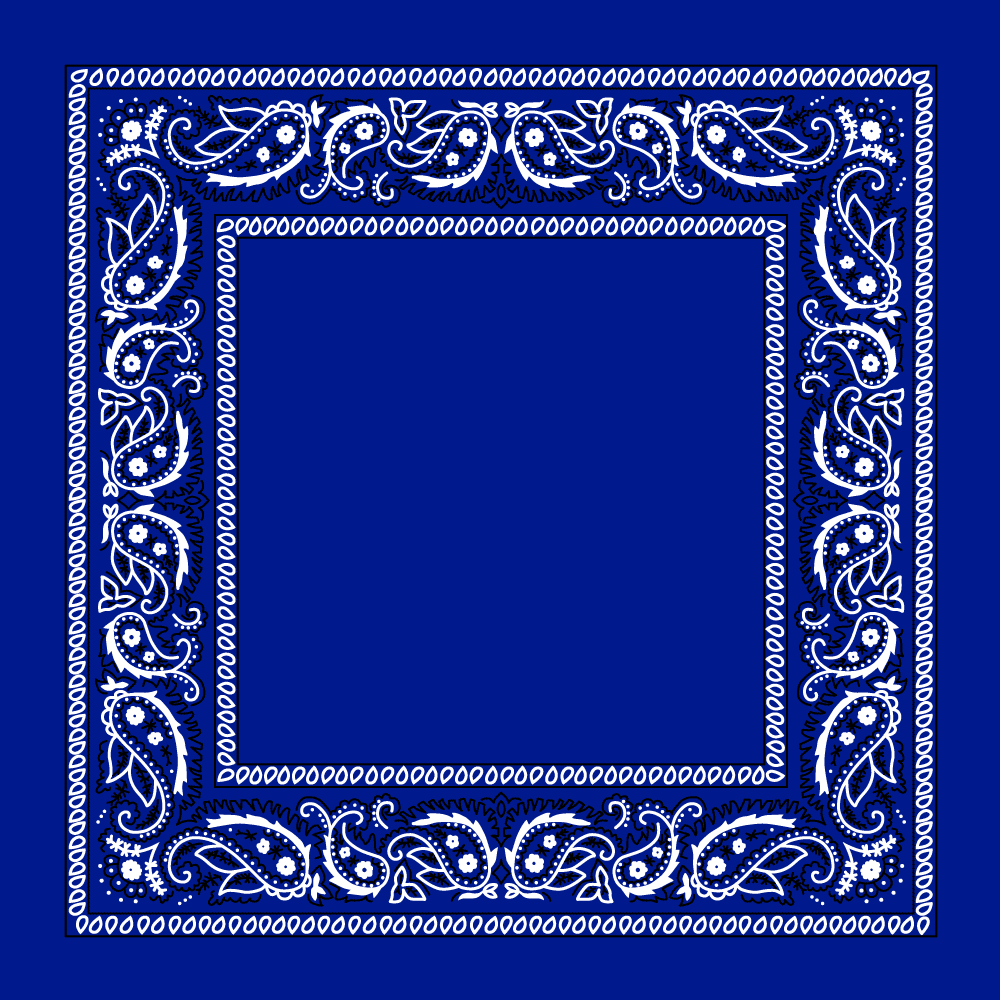 100% Cotton Royal Blue Western Paisley bandanas - Single Piece - 22x22 Inches
