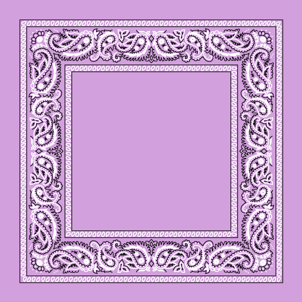1pc 100% Cotton Lilac Open Center Paisley Bandanas - Single 1pc - 22x22 Inches