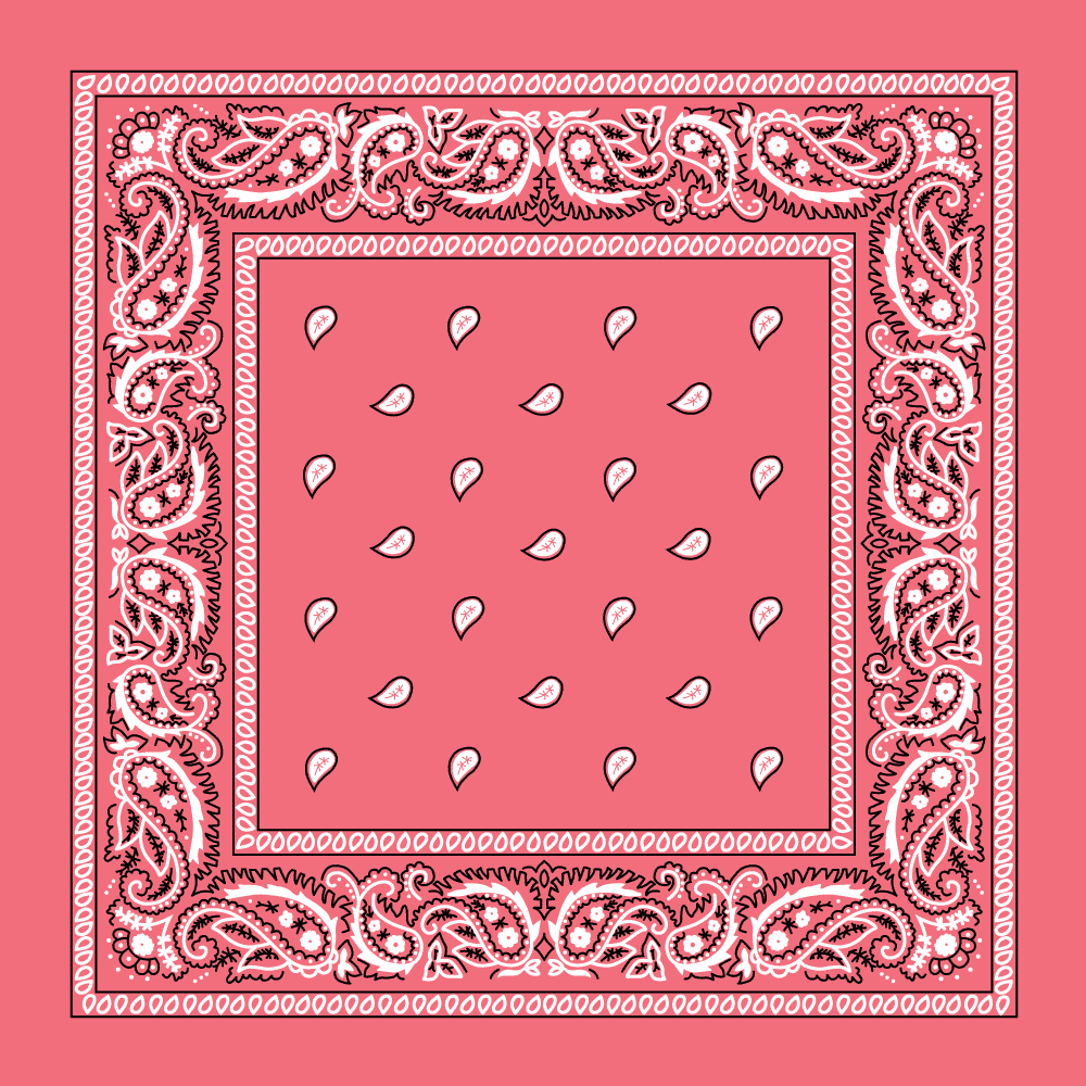 1pc 100% Cotton Pink Open Center Paisley Bandanas - Single 1pc - 14x14 Inches