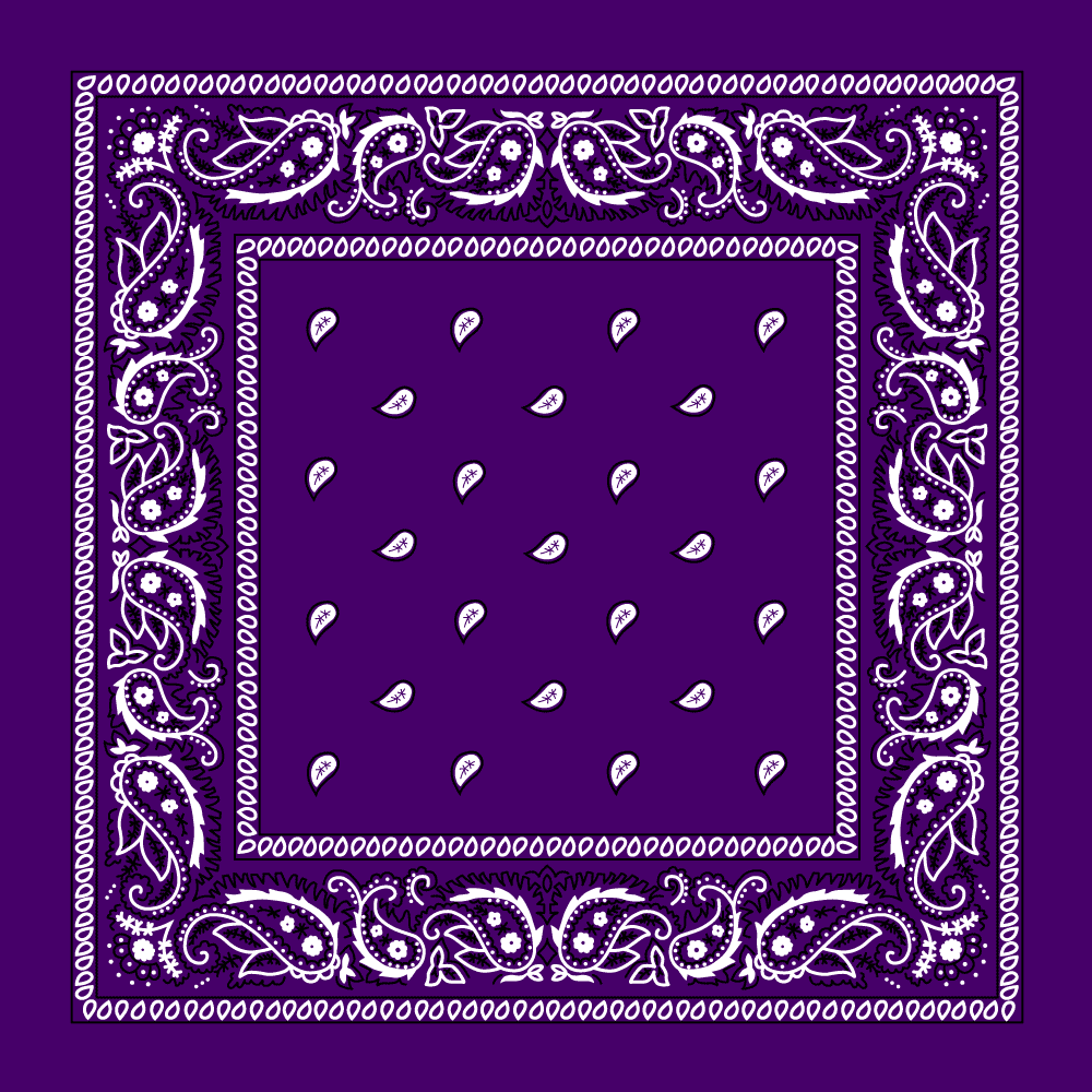 1pc 100% Cotton Purple Open Center Paisley Bandanas - Single 1pc - 18x18 Inches