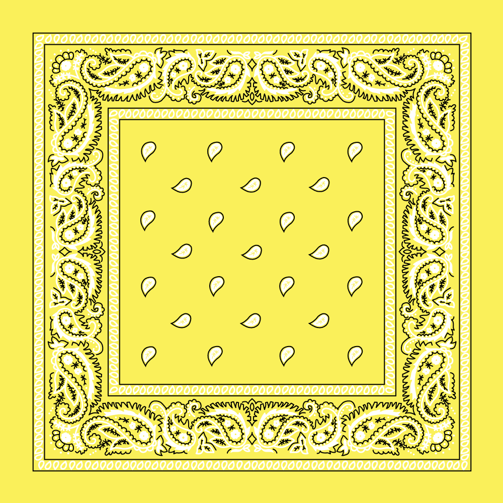 1pc 100% Cotton Light Yellow Open Center Paisley Bandanas - Single 1pc - 22x22 Inches