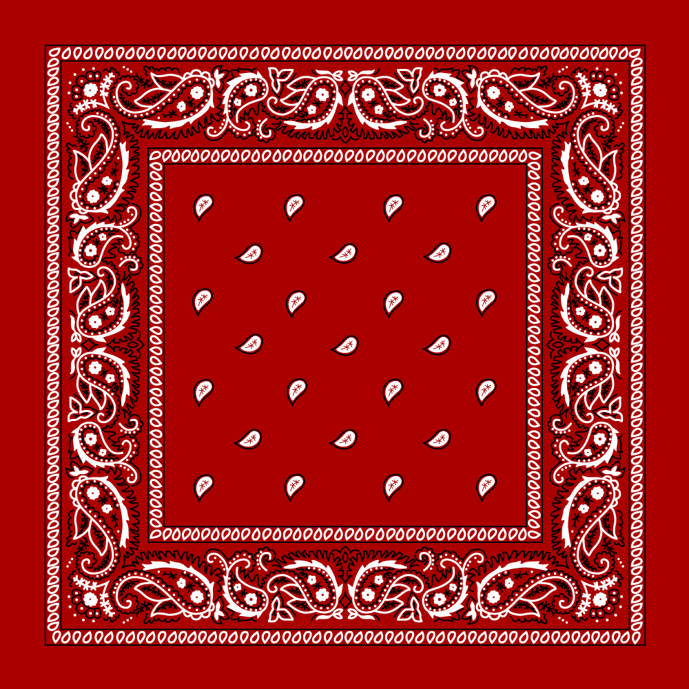 1pc 100% Cotton Red Open Center Paisley Bandanas - Single 1pc - 22x22 Inches
