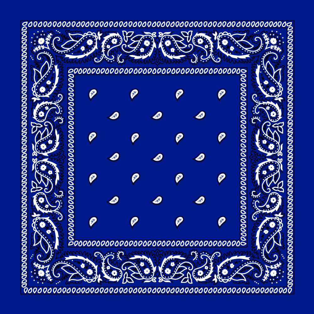 12pcs 100% Cotton Royal Blue Blue Open Center Paisley Bandanas - Dozen Packed - 22x22 Inches
