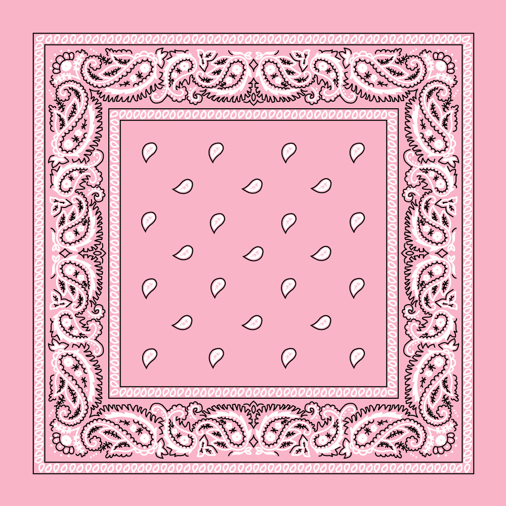 1pc 100% Cotton Light Pink Open Center Paisley Bandanas - Single 1pc - 22x22 Inches