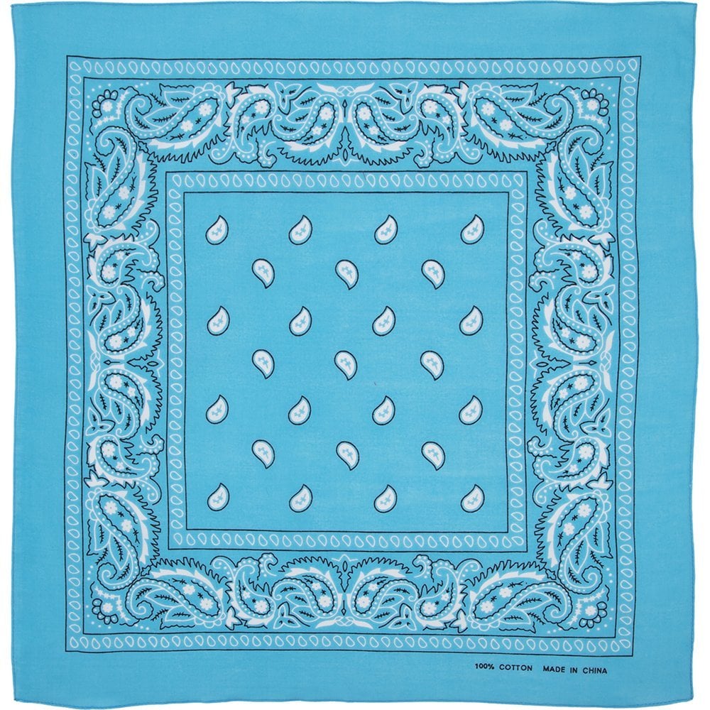 100% Cotton Turquoise Western Paisley bandanas - 50Dozen/600pcs - 22x22 Inches