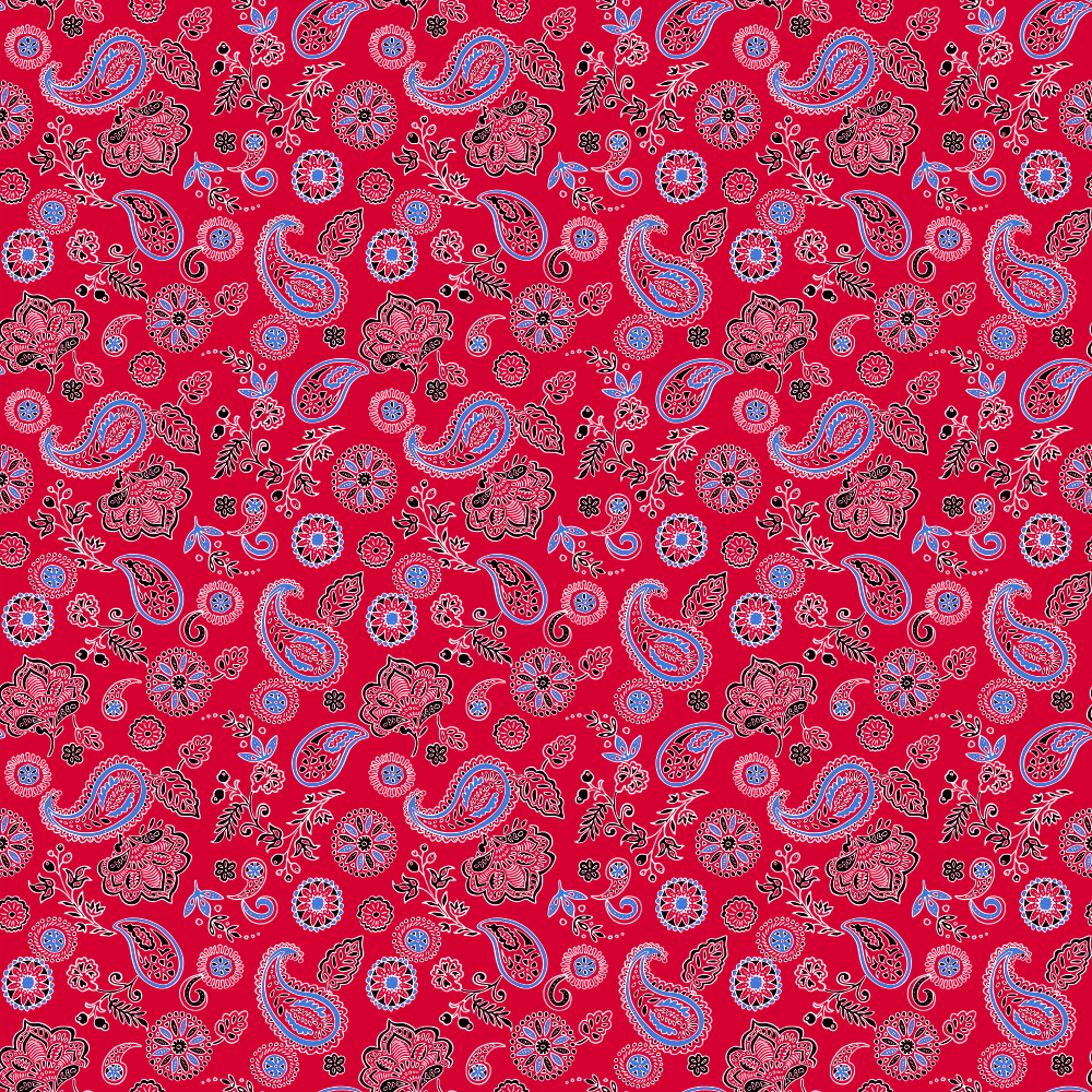 100% Cotton Red Western Paisley bandanas - Dozen Packed - 22x22 Inches