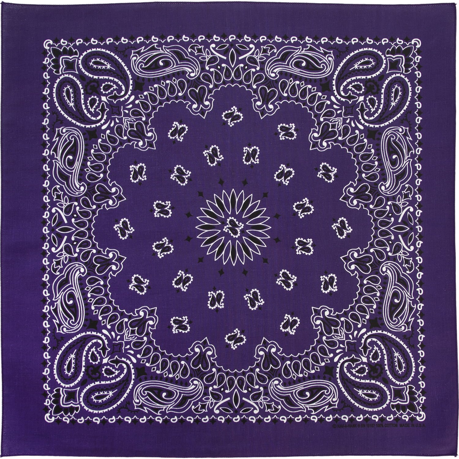 American Made Purple Western Paisley bandanas - Single Piece - 100% Cotton - 22x22 Inches