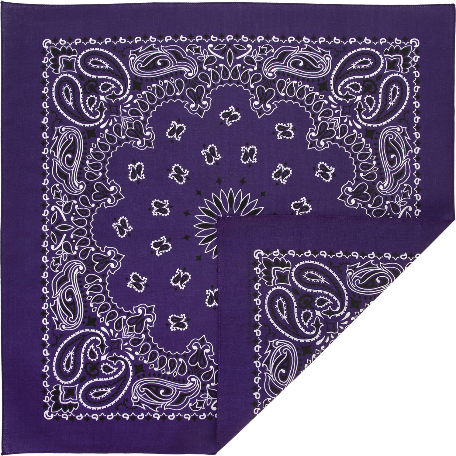 12pcs American Made Purple Open Center Paisley Bandanas - Dozen Packed - 100% Cotton - 22x22 Inches