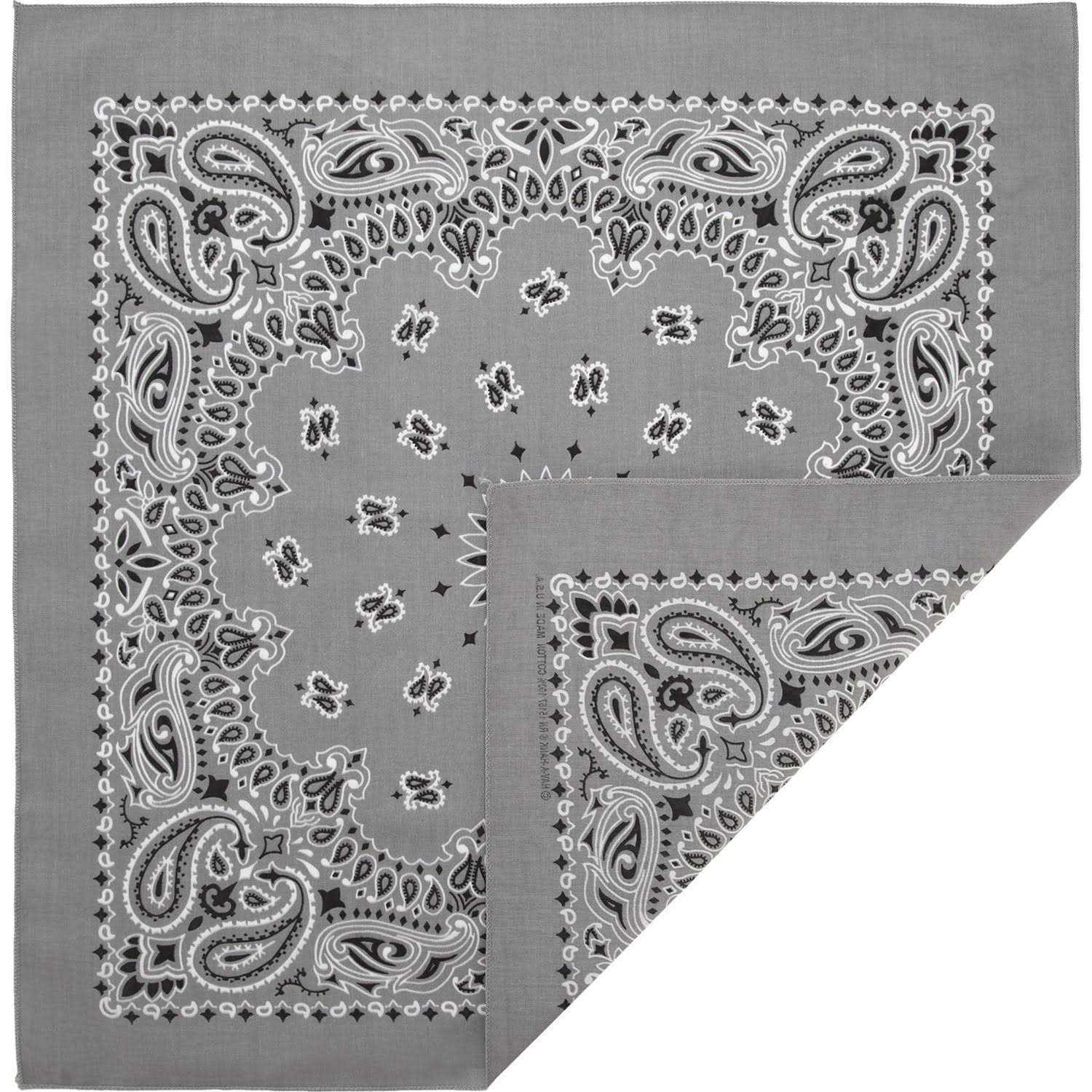 12pcs American Made Silver Western Paisley Bandanas - Dozen Packed - 100% Cotton - 22x22 Inches