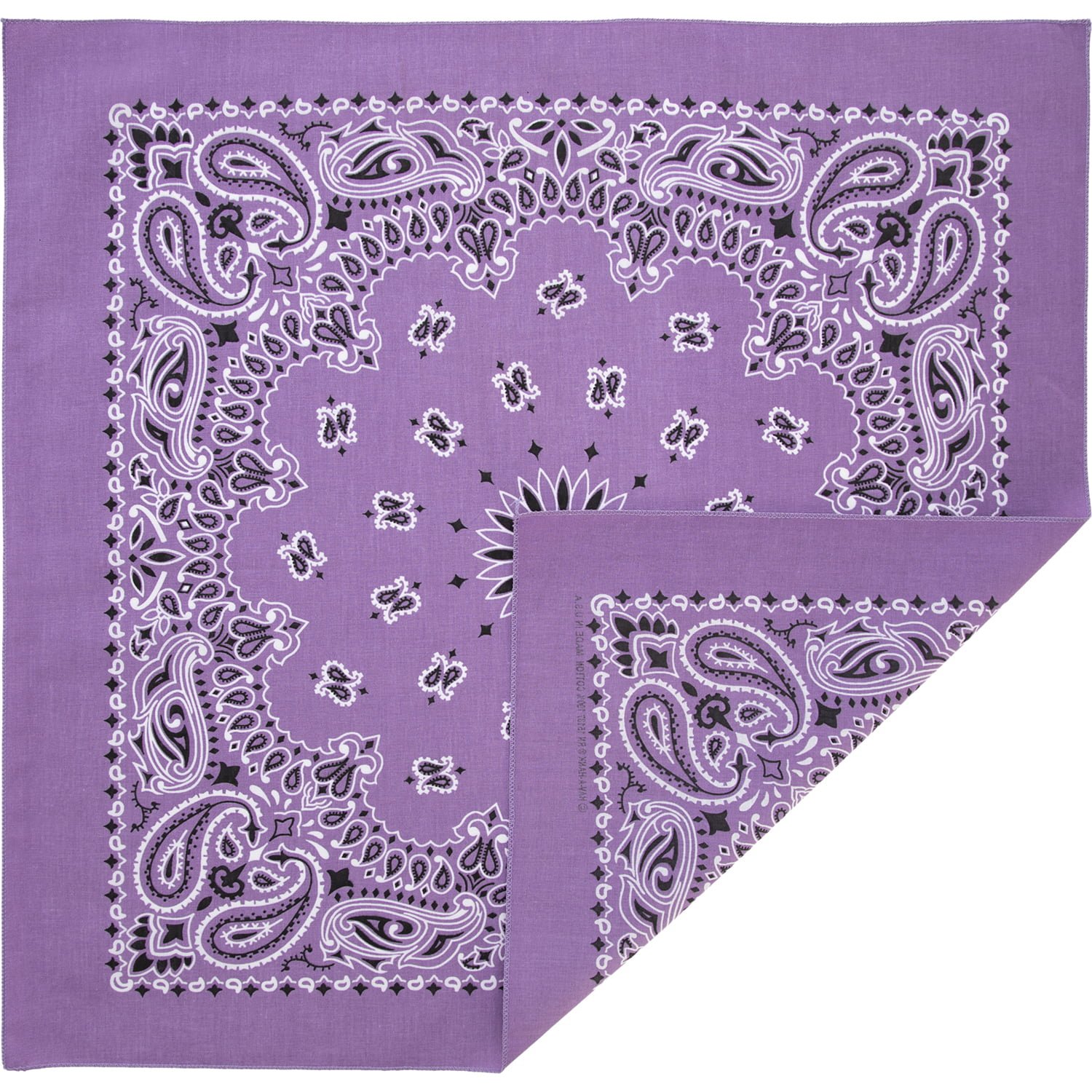 1pc American Made Lavender Open Center Paisley Handkerchief - Single 1pc 22x22