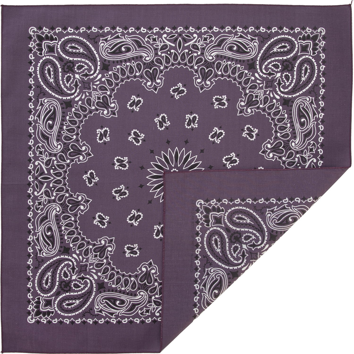 12pcs American Made Purple Open Center Paisley Handkerchiefs - Dozen Packed 22x22