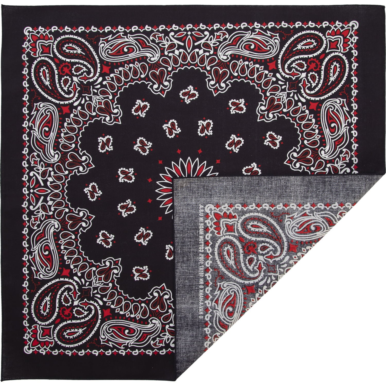 1pc American Made Red/Blue Open Center Paisley Bandanas - Single 1pc - 100% Cotton - 22x22 Inches
