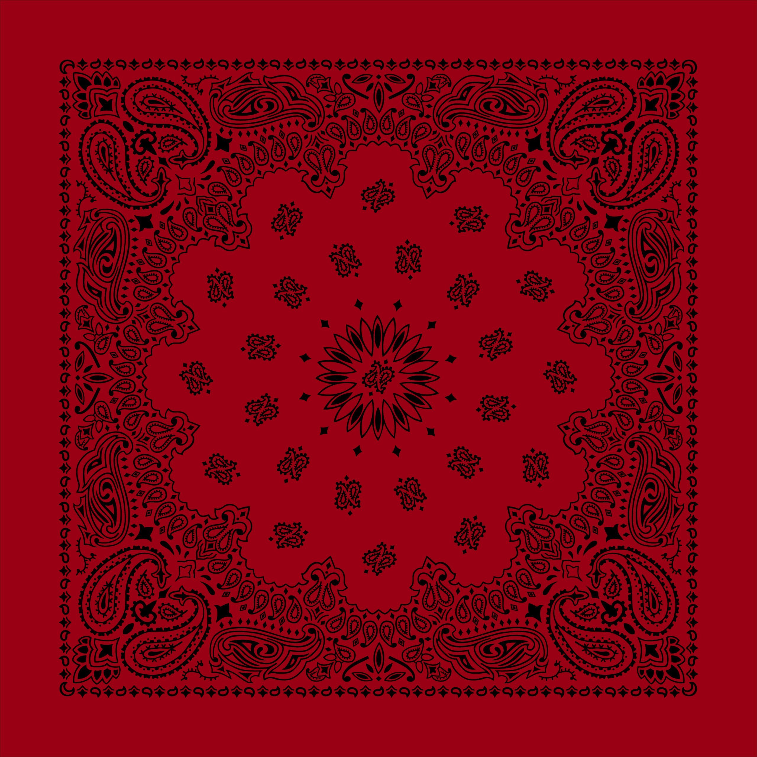 100% Cotton Black/Red Western Paisley bandanas - Single Piece - 27x27 Inches