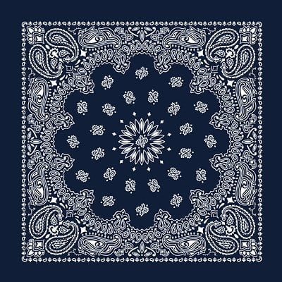 American Made Navy Western Paisley bandanas - Dozen Packed - 100% Cotton - 22x22 Inches