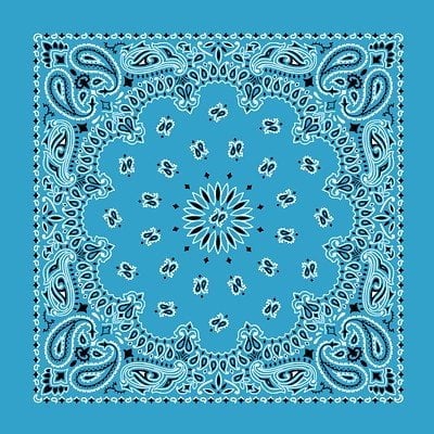 1pc American Made Light Blue Open Center Paisley Bandanas - Single 1pc - 100% Cotton - 22x22 Inches