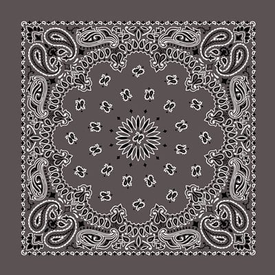12pcs American Made Charcoal Grey Open Center Paisley Bandanas - Dozen Packed - 100% Cotton - 22x22 Inches