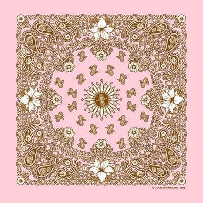 12pcs 100% Cotton Pink / Black / White Open Center Paisley Bandanas - Dozen Packed - 22x22 Inches