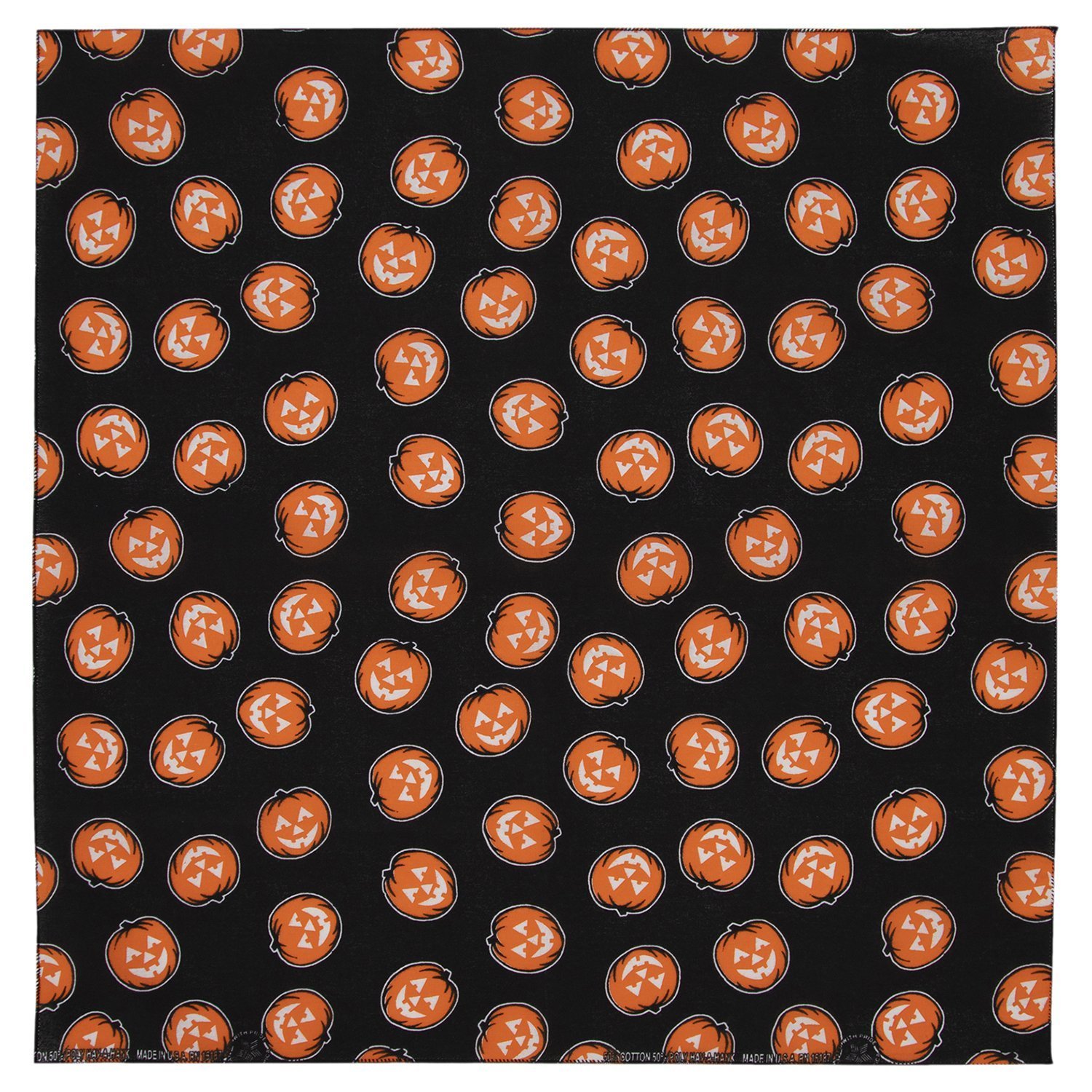 1pc Pumpkins Allover - Glowing Bandana - 22x22 - Made in the USA