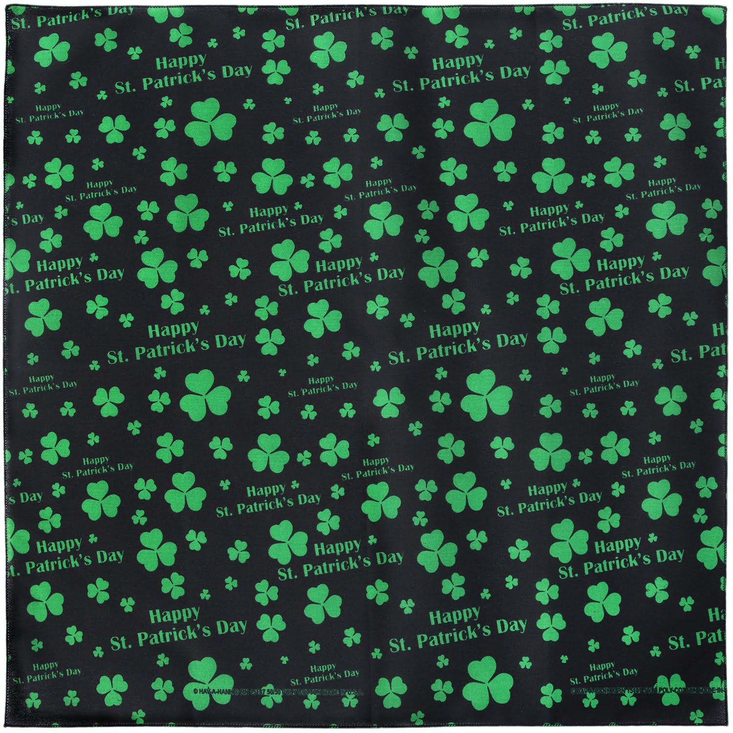 Happy St. Patrick's Day - Black Bandana - Single 1pc 22x22 inch