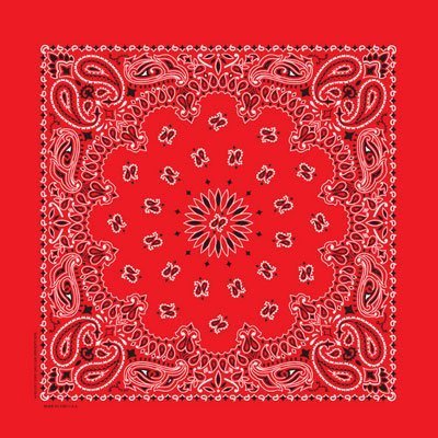 12pcs American Made Red Open Center Paisley Bandanas - Dozen Packed - 100% Cotton - 35x35 Inches