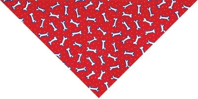 1pc Tossed Bones Red Triangle Bandana - 22x29x22 - Made in the USA