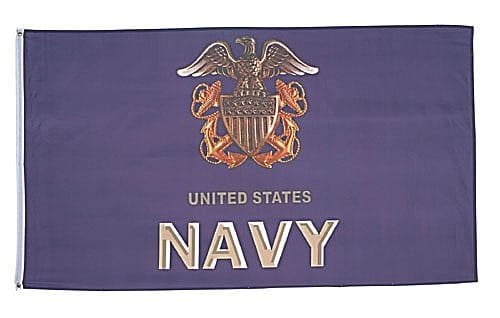 1pc Navy 3d Emblem Flag - 3ft x 5ft Polyester - Single 1pc - Imported