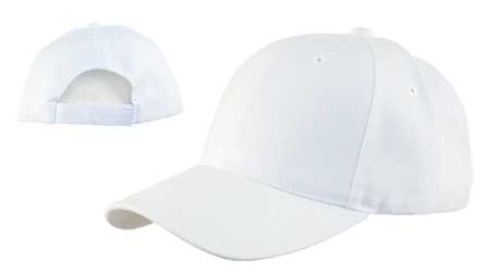 1pc White Plain Baseball Hat - Low Profile - Constructed - Adjustable Velcro Back - 100% Acrylic (Wool Feel)