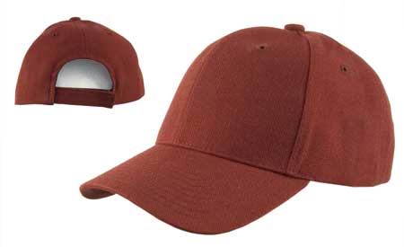 1pc Burgundy Plain Baseball Hat - Low Profile - Constructed - Adjustable Velcro Back - 100% Acrylic (Wool Feel)
